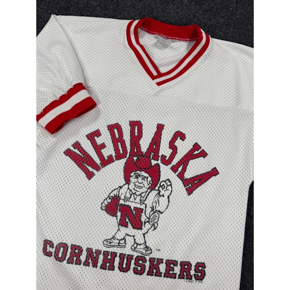 VTG Nebraska Cornhuskers Logo 7 Mesh Jersey Shirt Medium Made USA